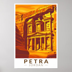 Poster Petra Jordânia Pôr do Sol Viagem Arte Vintage