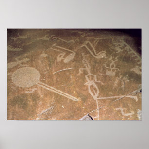 Poster Petroglyph cinzelado que descreve figuras