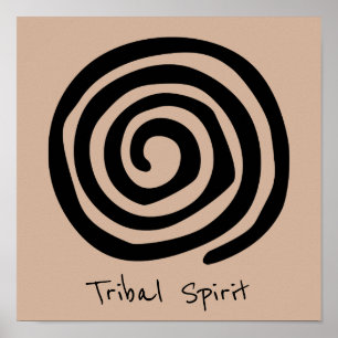 Poster Petroglyph tribal da espiral do slogan do espírit