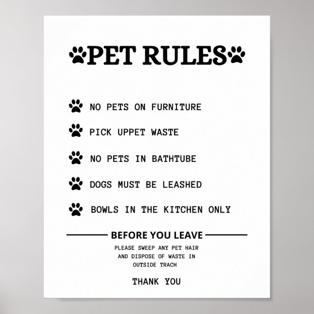 Poster pets rules sign (Frente)