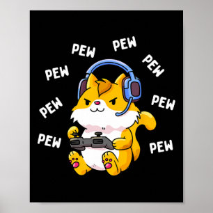 Poster Pew Pew Gamer Cat Video Game Cats Gaming Gatinho L