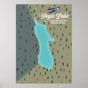 Poster Peyto lake Canadian Rockies map
