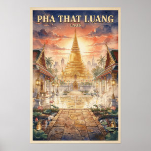 Poster Pha That Luang Viagem Vintage Laos