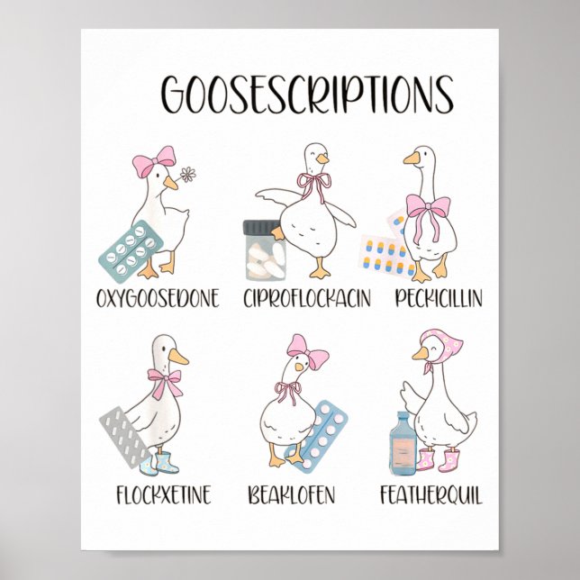 Poster Pharmacy Funny Goose Silly Prescriptions Puns Medi (Frente)