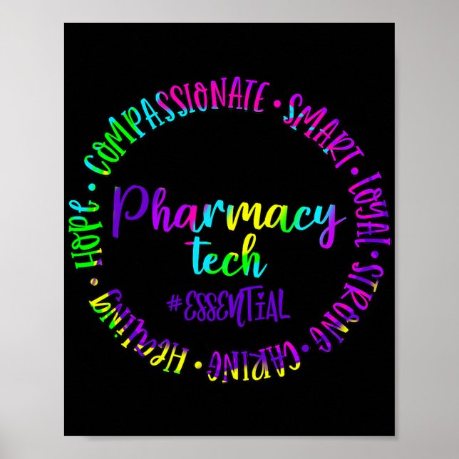 Poster Pharmacy Tech Caring Strong Essential Smart Royal (Frente)