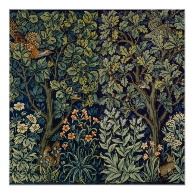 Pôster Pheasant Pássaro Árvore Floresta William Morris (Frente)
