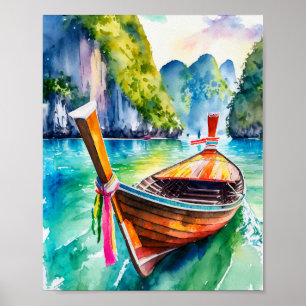 Poster Phi Phi Island Krabi Tailândia Watercolor