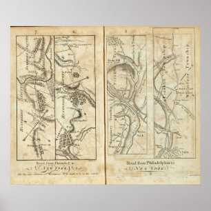 Pôster Philadelphfia ao mapa de estradas 2 de New York