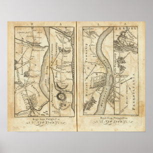 Poster Philadelphfia ao mapa de estradas de New York