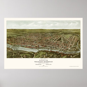 Pôster Philadelphfia, mapa panorâmico do PA - 1907