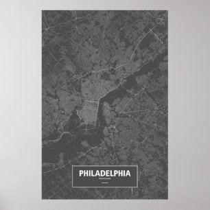 Pôster Philadelphfia, Pensilvânia (branca no preto)