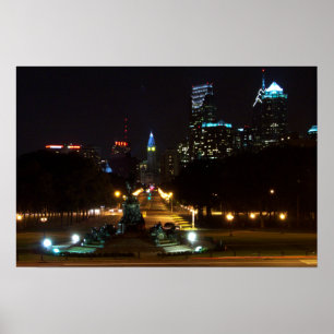 Poster Philadelphfia Pensilvânia, centro na noite