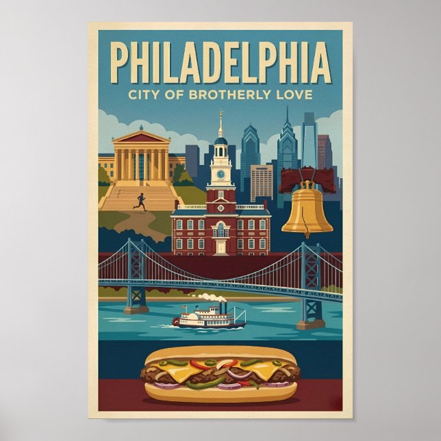 Poster Philadelphia Pennsylvania Culture Illustration Art (Frente)
