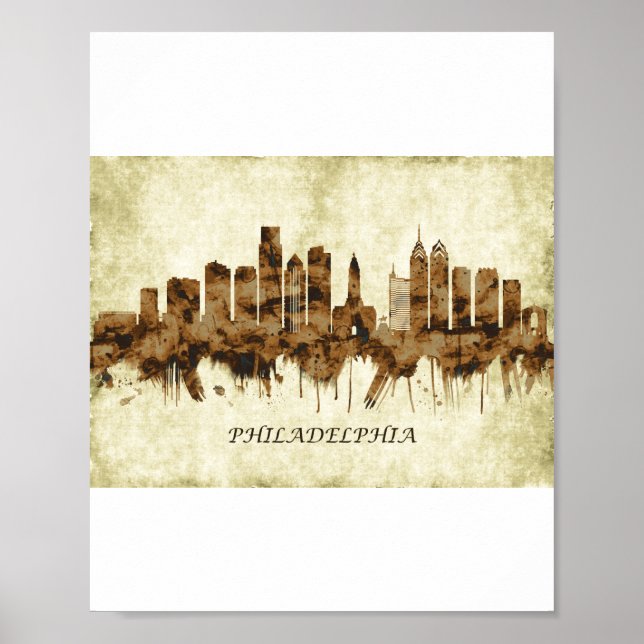 Poster Philadelphia Pensilvânia Cityscape (Frente)