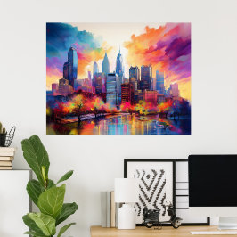 Poster Philadelphia Skyline Colorful Art