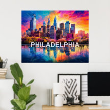 Philadelphia Skyline Colorful Art