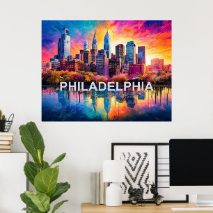 Poster Philadelphia Skyline Colorful Art