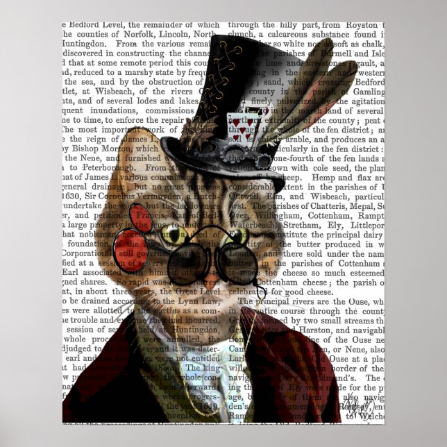 Pôster Phileas Feline Steampunk Cat & Top Hat (Frente)