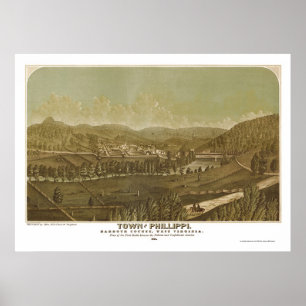 Pôster Philippi, mapa panorâmico de WV - 1861