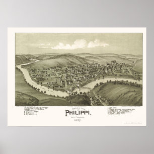 Poster Philippi, mapa panorâmico de WV - 1897