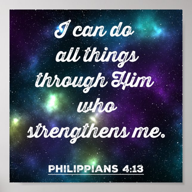 Poster Philippians 4:13 Bíblia Verse (Frente)