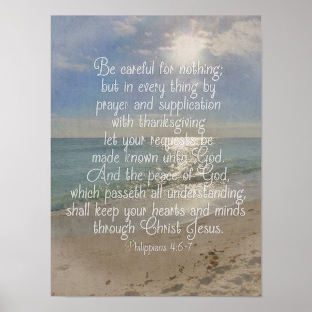 Poster Philippians 4:13 Bíblia Verse Beach Christian Art (Frente)