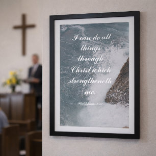 Poster Philippians 4:13 Bíblia Verso Oceano Majestoso
