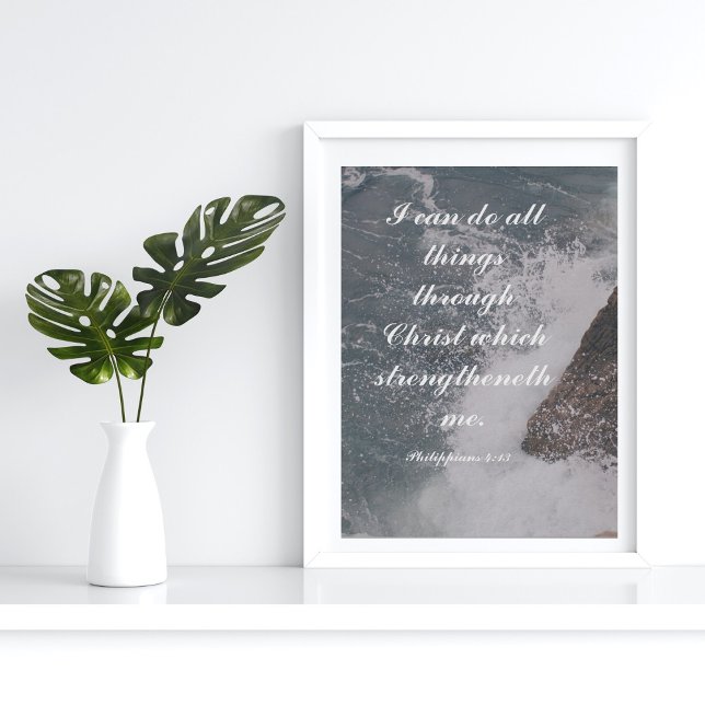 Poster Philippians 4:13 Bíblia Verso Oceano Majestoso (Criador carregado)