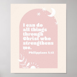 Poster Philippians 4:13 Boho Blush Pink Arch
