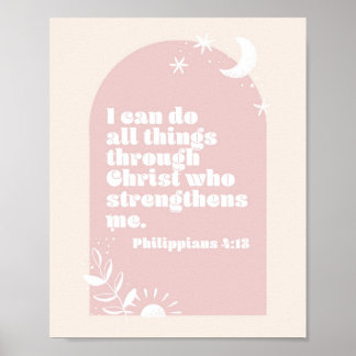 Poster Philippians 4:13 Boho Blush Pink Arch