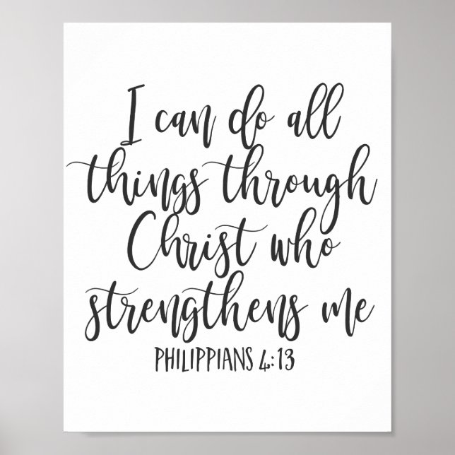 Poster Philippians 4:13 Eu posso fazer todas as coisas Po (Frente)