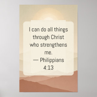 Poster Philippians 4:13 Montanha de Terracota Pos da Escr