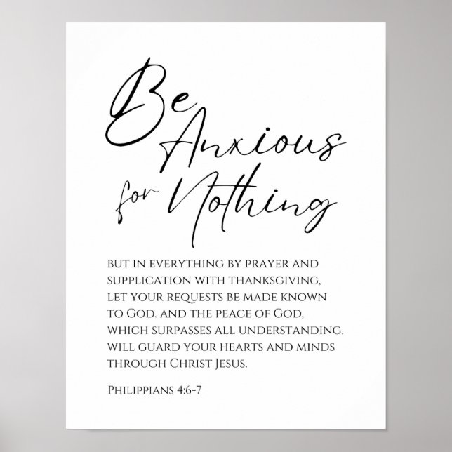 Poster Philippians 4:6-7 Ansiosos por nada cristão (Frente)