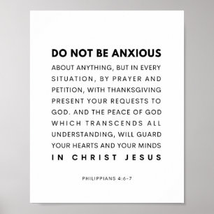 Poster Philippians 4:6-7 Não esteja ansioso por nada