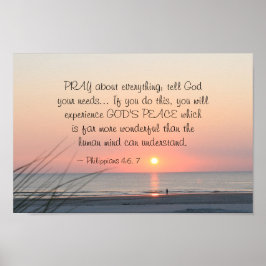 Poster Philippians 4:6 rezam por tudo o Oceano Sunset