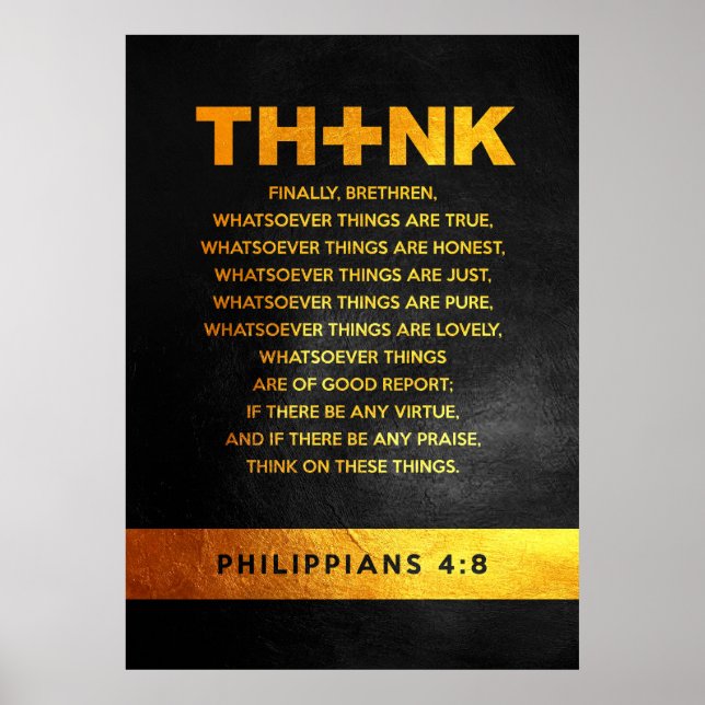 Poster Philippians 4:8 Bible Verse (Frente)
