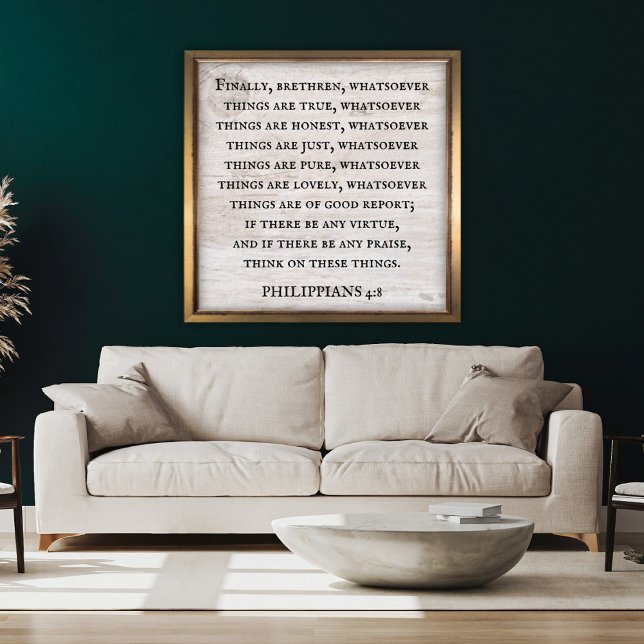 Poster Philippians 4:8 King James Bíblia Inspirational (Criador carregado)