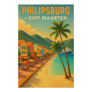 Pôster ‘PHILIPSBURG — SINT MAARTEN viagem retro 2026