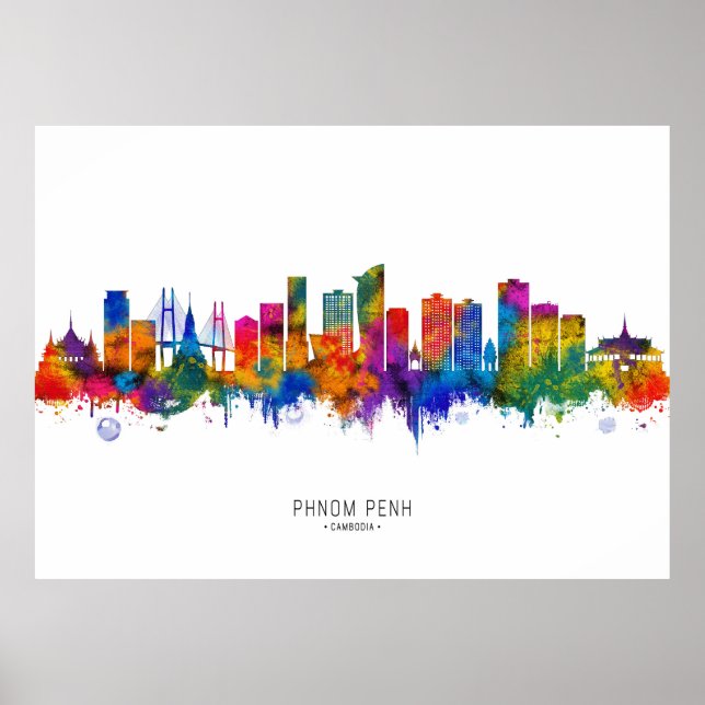 Poster Phnom Penh Camboja Skyline (Frente)