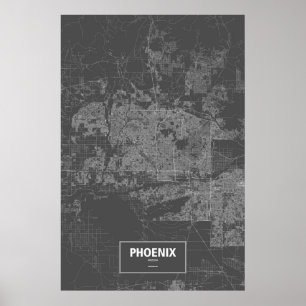 Pôster Phoenix, arizona (branca no preto)