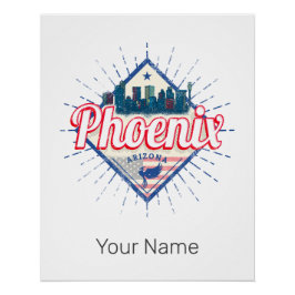 Pôster Phoenix Arizona EUA Skyline Vintage EUA