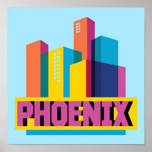 Pôster Phoenix, skyline de néon da arizona  