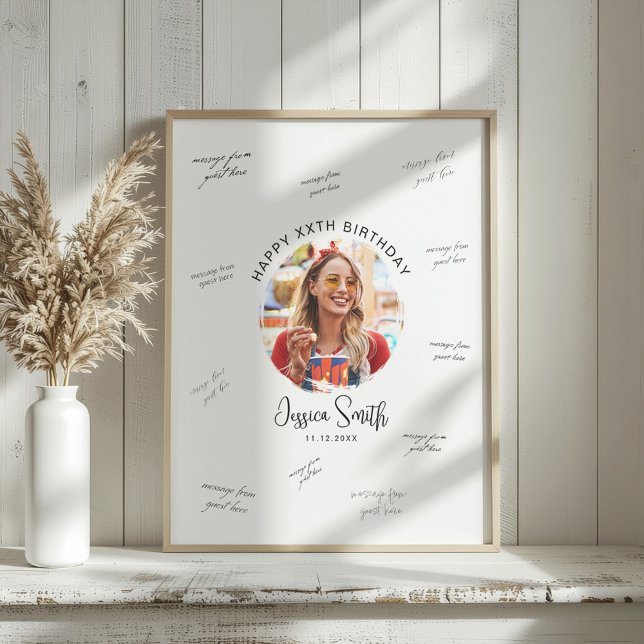 Poster Photo Birthday Guest Signature (Criador carregado)