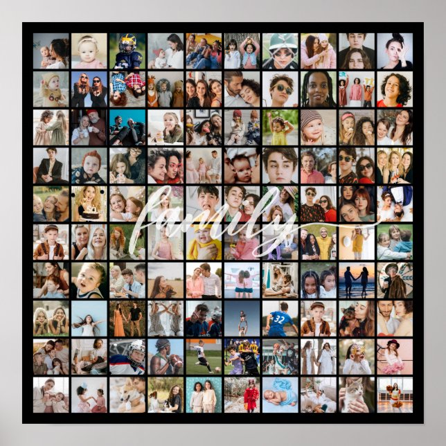 Poster Photo Collage 100 Pictures Square Grid (Frente)