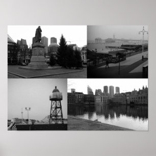Pôster Photo collage of The Hague 3 in black and white
