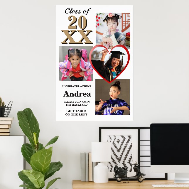 Poster Photo Display Through The Years Graduation Party (Escritório em casa)