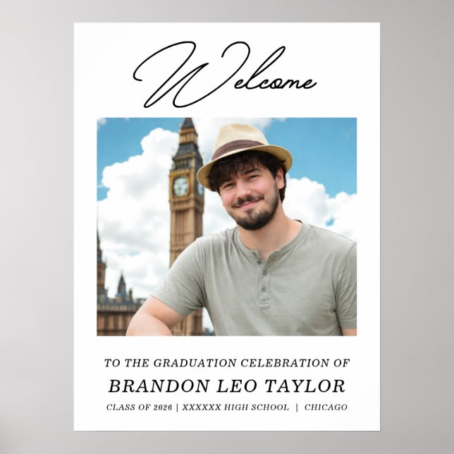 Poster Photo Graduation Party Welcome Board (Frente)