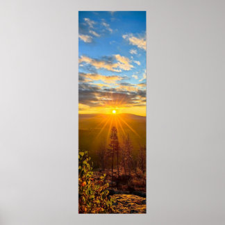 Poster photo of a mountainous autumn forest, mountains, p