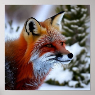 Poster Photo of a Red Fox in the Snow