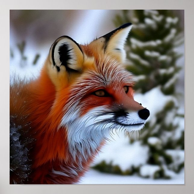 Poster Photo of a Red Fox in the Snow (Frente)